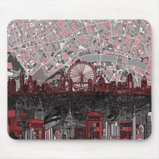 ロンドンのスカイラインの抽象芸術 マウスパッド (正面)