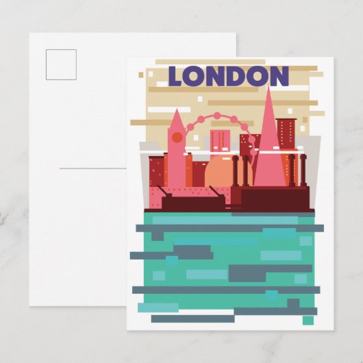 ロンドンのスカイラインの旅行ポスター インビテーションポストカード (正面/裏面)