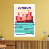 ロンドンのスカイラインの旅行ポスター キャンバスプリント (インサイチュ (リビング))