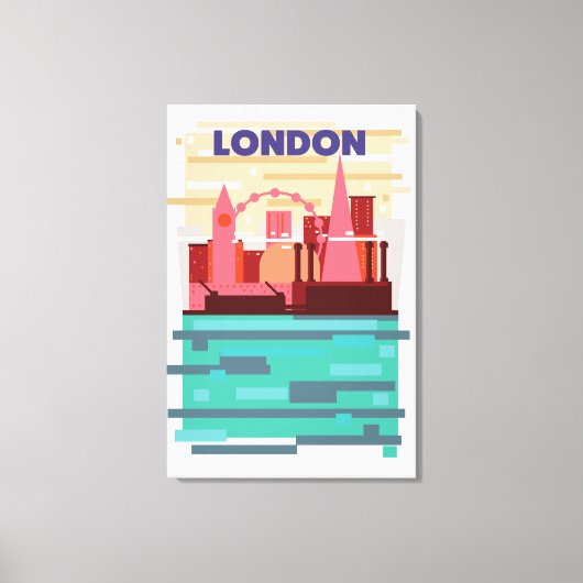 ロンドンのスカイラインの旅行ポスター キャンバスプリント (正面)