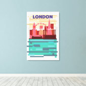ロンドンのスカイラインの旅行ポスター キャンバスプリント (インサイチュ (ウッドフロア))