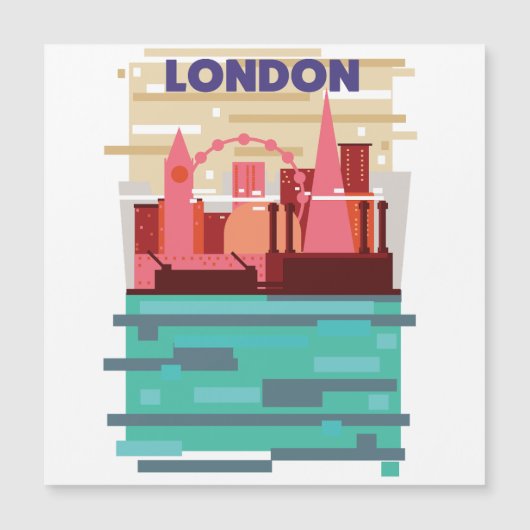 ロンドンのスカイラインの旅行ポスター マグネット招待状 (正面)