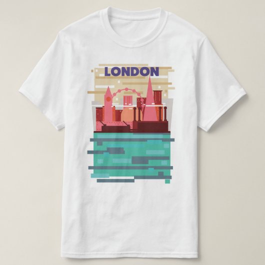 ロンドンのスカイラインの旅行ポスター Tシャツ (デザイン正面)