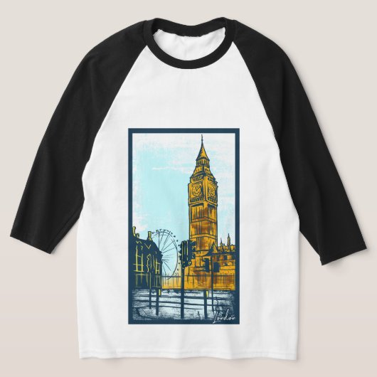 ロンドンのスカイラインビッグベングラフィックTシャツ Tシャツ (レイダウン)