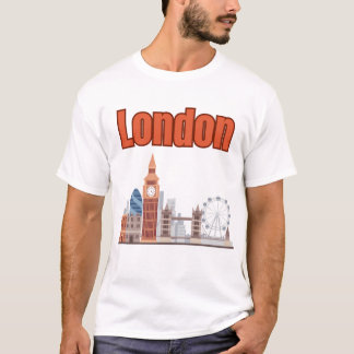 ロンドンのスカイライン大文字 メンズ Tシャツ