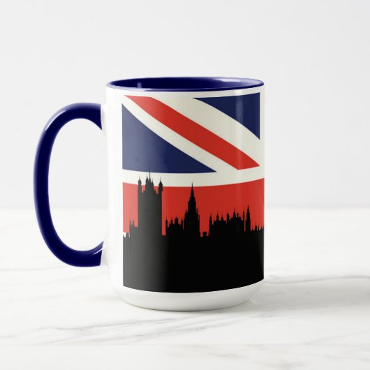 ロンドンのスカイライン|イギリスの旗 マグカップ (左)