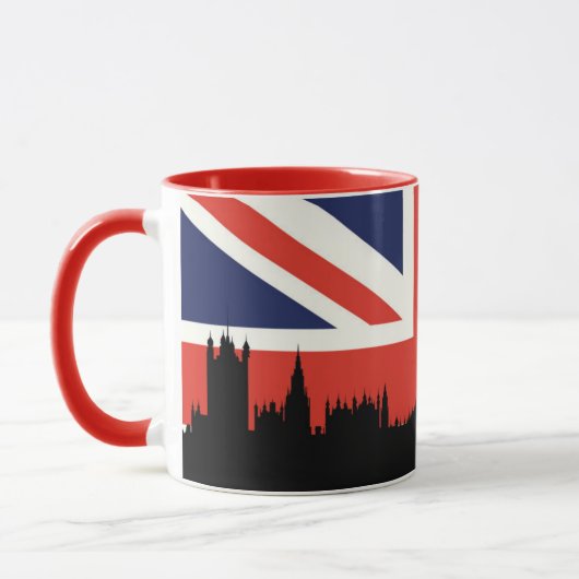 ロンドンのスカイライン|イギリスの旗 マグカップ (左)