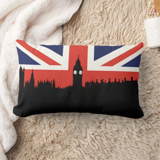 ロンドンのスカイライン|イギリスの旗 ランバークッション (ブランケット)