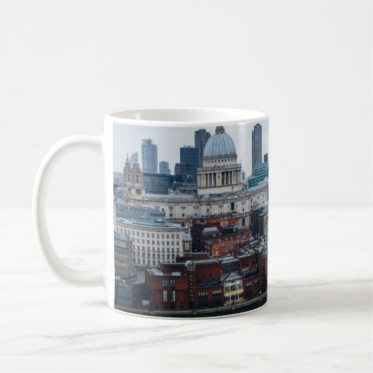 ロンドンのスカイライン:セントポールの空中景色 コーヒーマグカップ (左)