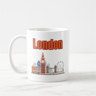 ロンドンのスカイライン ビッグフォント コーヒーマグカップ