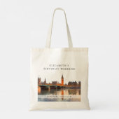 ロンドンのスカイライン 水彩画 バースデー ウィークエンド トートバッグ (裏面)