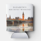 ロンドンのスカイライン 水彩画 バースデー ウィークエンド 缶クーラー (裏面)