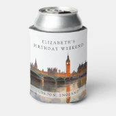 ロンドンのスカイライン 水彩画 バースデー ウィークエンド 缶クーラー (缶裏面)