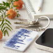 ロンドンのスカイライン – 水色ブルー キーホルダー (正面右)