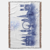 ロンドンのスカイライン – 水色ブルー スローブランケット (正面縦)