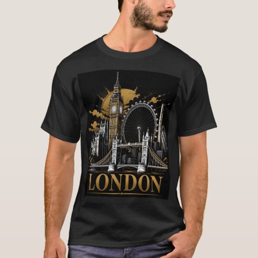 ロンドンのスカイライン Tシャツ (正面)