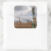 ロンドンのステッカーの議会のビッグベンそして家 スクエアシール (バッグ)