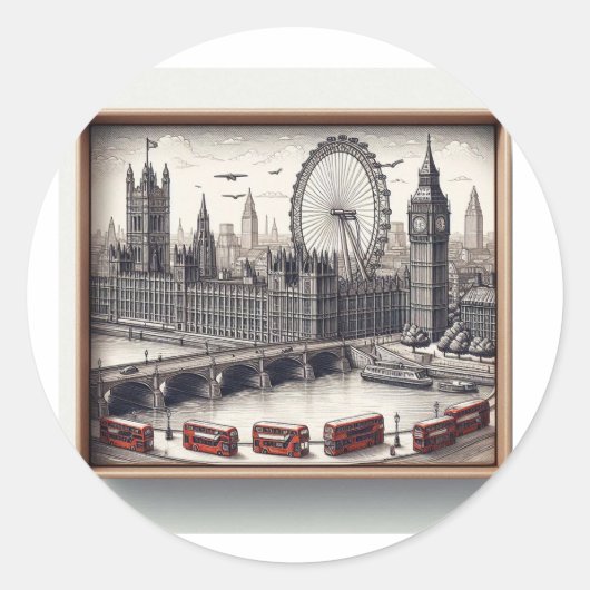 ロンドンのステッカーラベル ラウンドシール (正面)