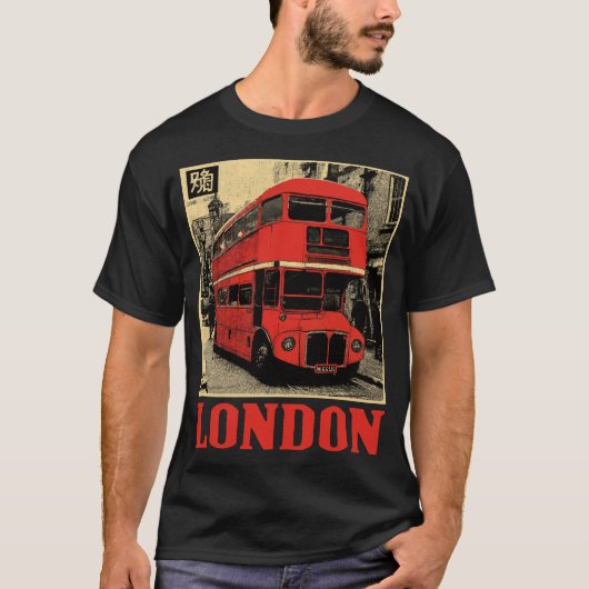 ロンドンのダブルデッカーバス | レトロイングランド Tシャツ (正面)