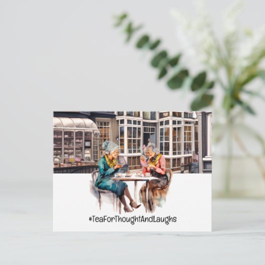 ロンドンのティータイムと2人の女性 ポストカード (スタンド正面)