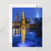 ロンドンのトラファルガースクエアでのクリスマス ポストカード (正面/裏面)