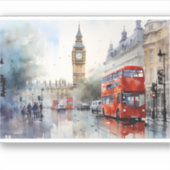 ロンドンのナイスビッグベンと赤バス シール (正面)