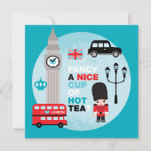 ロンドンのハイティーの昼食の招待 招待状 (正面)