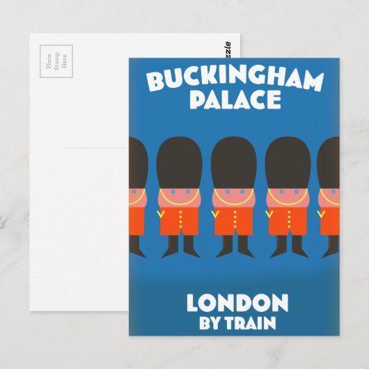 ロンドンのバッキンガム宮殿へ列車で ポストカード (正面/裏面)