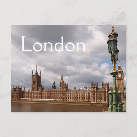 ロンドンのビッグベンと議会文字はがき ポストカード (正面)