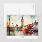 ロンドンのビッグベンと赤バス付きポストカード ポストカード (正面/裏面)