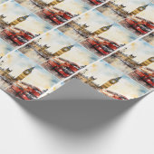 ロンドンのビッグベンと赤バス ラッピングペーパー (角)