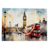 ロンドンのビッグベンと赤バス ラージペーパーバッグ (裏面)