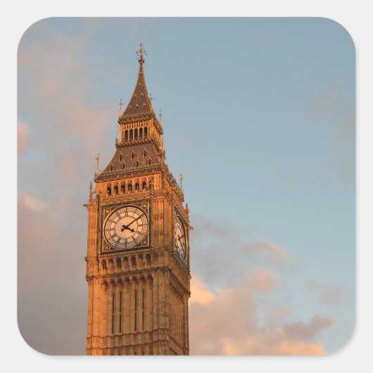 ロンドンのビッグベンのステッカー スクエアシール (正面)