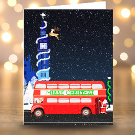 ロンドンのビッグベンの二階建てバスのメリークリスマス カード