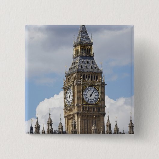 ロンドンのビッグ・ベンと国会議事堂 缶バッジ (正面)