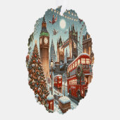 ロンドンのフェスティバルスプレンダー鮮やか – クリスマスカー オーナメントカード (右)