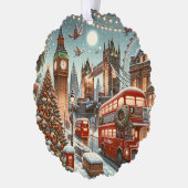 ロンドンのフェスティバルスプレンダー鮮やか – クリスマスカー オーナメントカード (左)