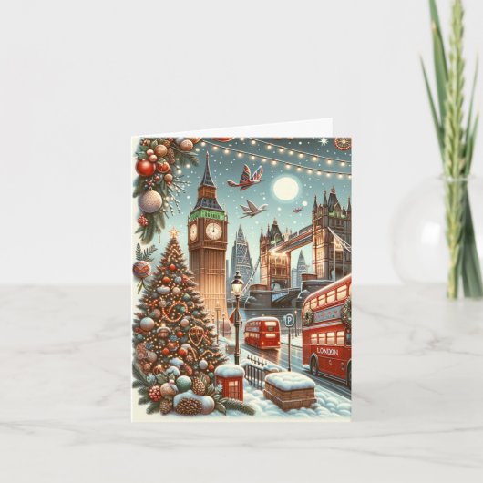 ロンドンのフェスティバルスプレンダー鮮やか – クリスマスカー カード (正面)