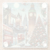 ロンドンのフェスティバルスプレンダー鮮やか – クリスマスカー ガラスコースター (裏面)