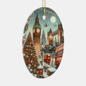 ロンドンのフェスティバルスプレンダー鮮やか – クリスマスカー セラミックオーナメント (右)