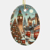 ロンドンのフェスティバルスプレンダー鮮やか – クリスマスカー セラミックオーナメント (裏面)