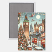 ロンドンのフェスティバルスプレンダー鮮やか – クリスマスカー マグネット (正面/裏面)