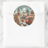 ロンドンのフェスティバルスプレンダー鮮やか – クリスマスカー ラウンドシール (バッグ)