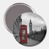 ロンドンのラウンドマグネットに赤い電話ボックス マグネット (正面/裏面)