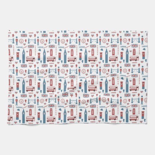 ロンドンのランドマークティータオル キッチンタオル (横)