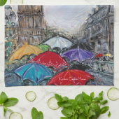 ロンドンのレッドアンブレラ キッチンタオル (折り畳み)