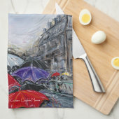 ロンドンのレッドアンブレラ キッチンタオル (四つ折り)