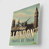 ロンドンのヴィンテージのポスターを参照 スクエア壁時計 (傾斜)