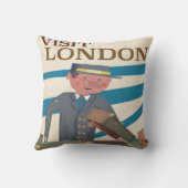 ロンドンのヴィンテージ旅行のポスターアートを訪れる クッション (裏面)