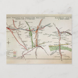 ロンドンの交通地図c.1915 ポストカード